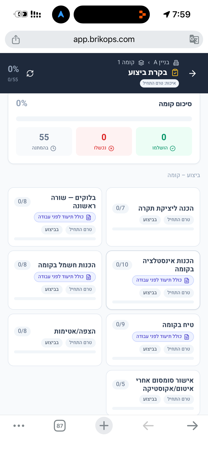 בקרת ביצוע ברמת קומה
